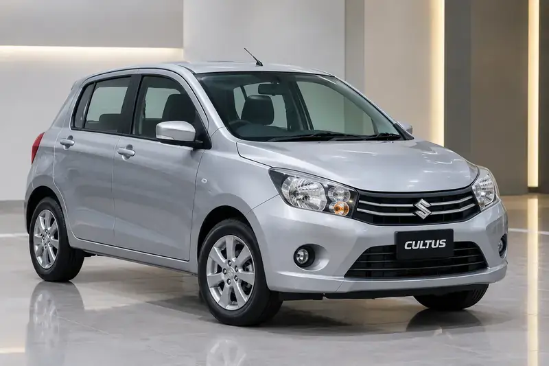 White Suzuki Cultus hatchback available for rent in Islamabad