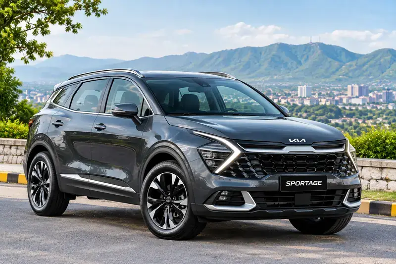 White KIA Sportage SUV available for rent in Islamabad