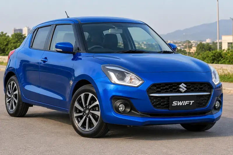 White Suzuki Swift hatchback available for rent in Islamabad
